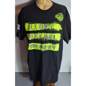 Harley-Davidson T-Shirt Mens XL Black Neon Graphic Print 100% Cotton USA